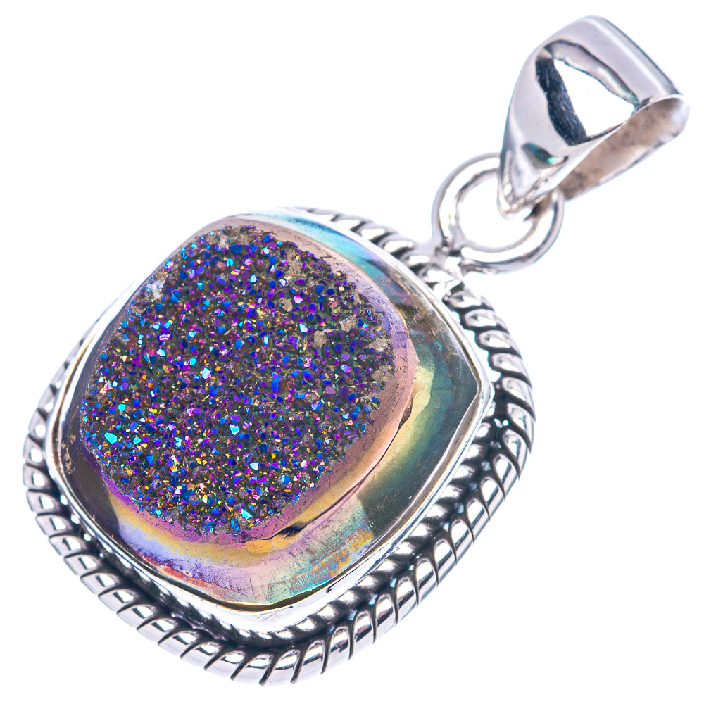 Titanium Druzy Pendant 1 1/8" (925 Sterling Silver) P42545