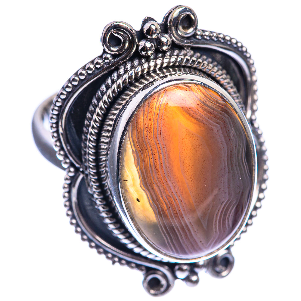Botswana Agate 925 Sterling Silver Ring Size 6.25