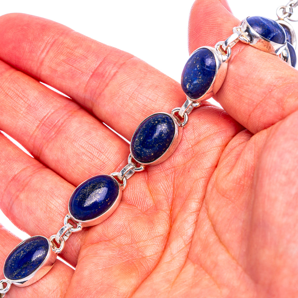Lapis Lazuli 925 Sterling Silver Bracelet 7 3/8 To 8 1/8" Ana Co B90351