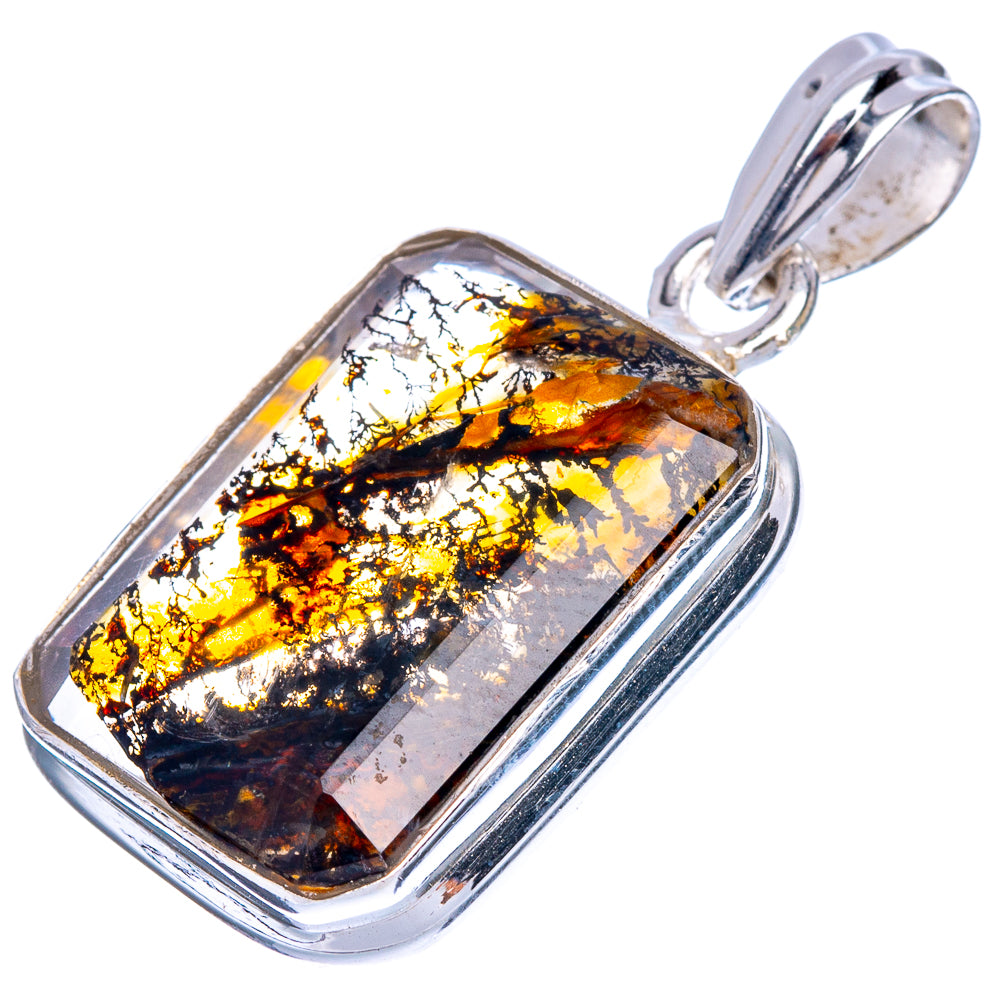 Rare Scenic Dendritic Agate Pendant 1 3/8" (925 Sterling Silver) P40481