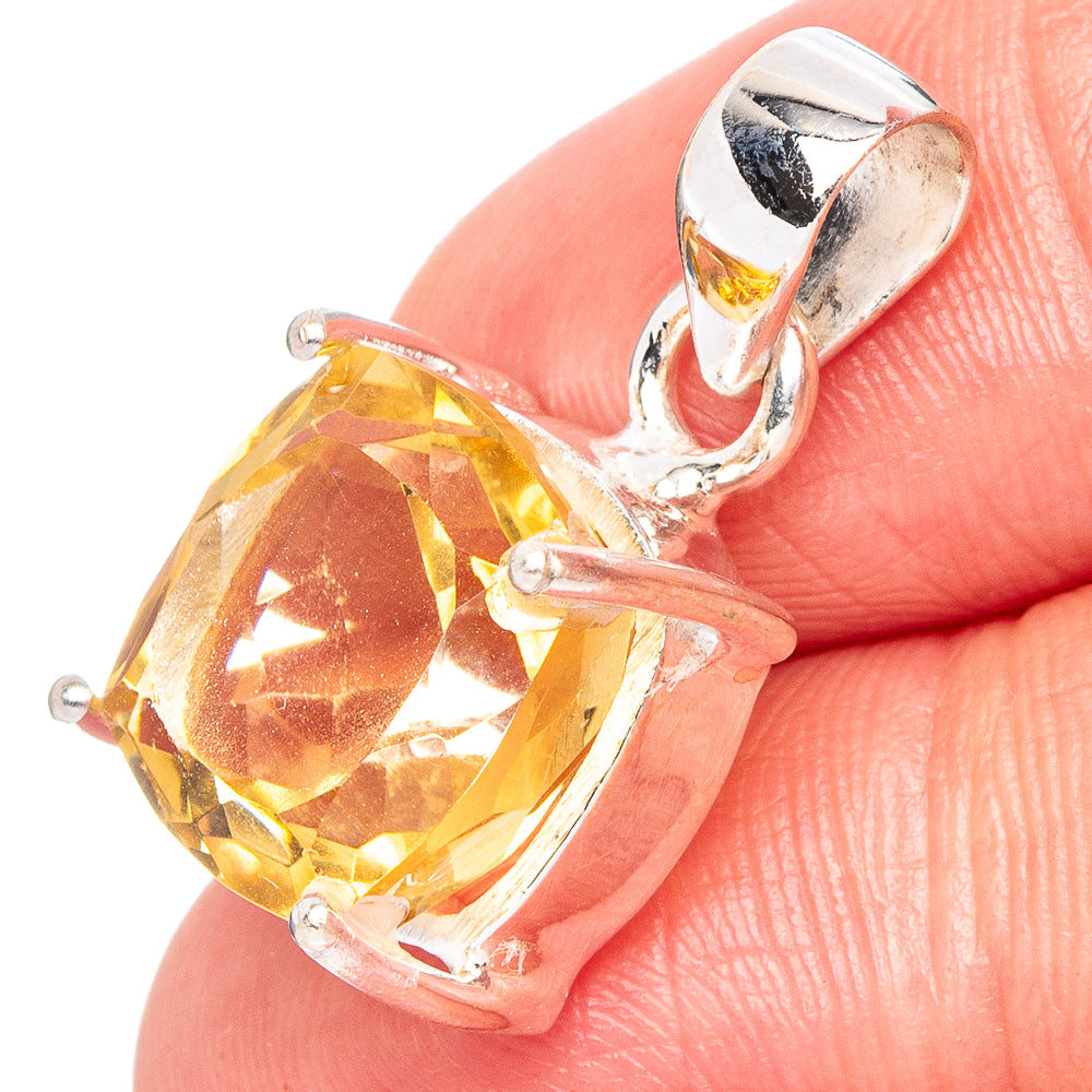 Faceted Citrine Pendant 7/8" (.925 Sterling Silver)