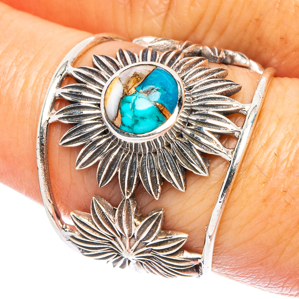 Blue Copper Composite Turquoise Ring Size 7.75 (925 Sterling Silver) R4784