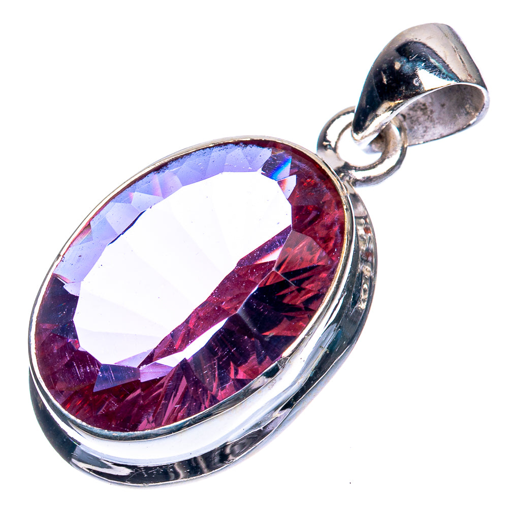 Faceted Color Change Alexandrite (Lab.) Pendant 1 1/8" (925 Sterling Silver) P39346