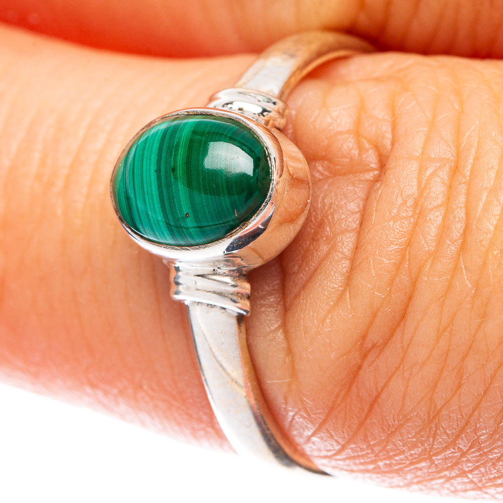 Malachite 925 Sterling Silver Ring Size 7.5 (925 Sterling Silver) R5306