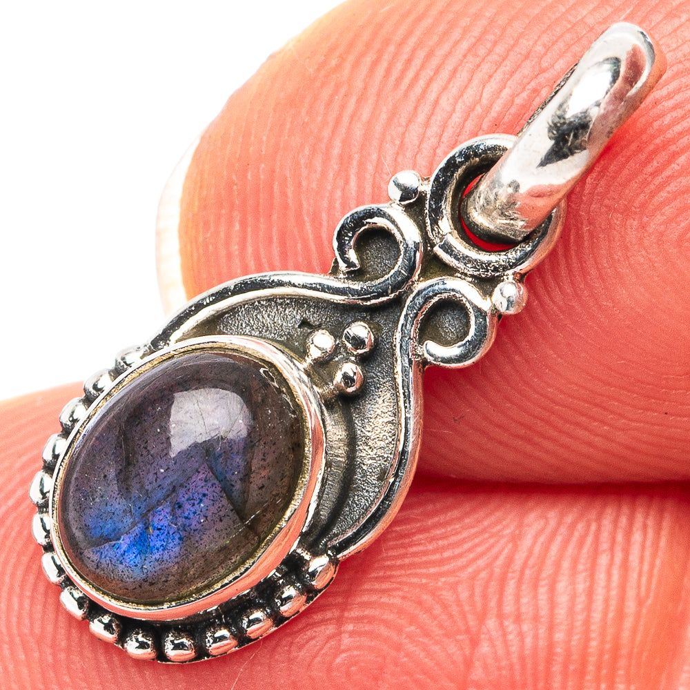 Labradorite Dainty Pendant 7/8" (.925 Sterling Silver)