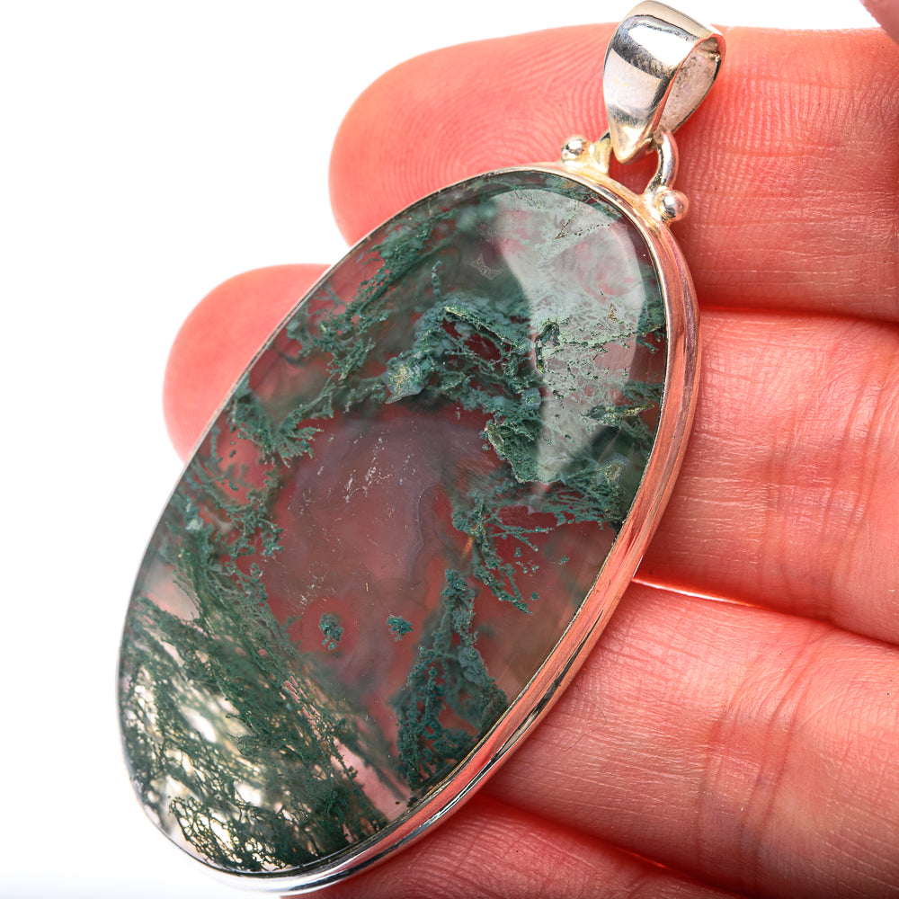 Green Moss Agate Pendant 2 1/4" (925 Sterling Silver) PD38484