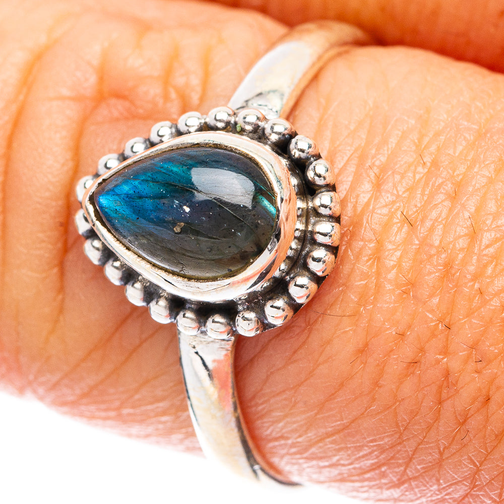 Labradorite Dainty Ring Size 8 (925 Sterling Silver) R5797