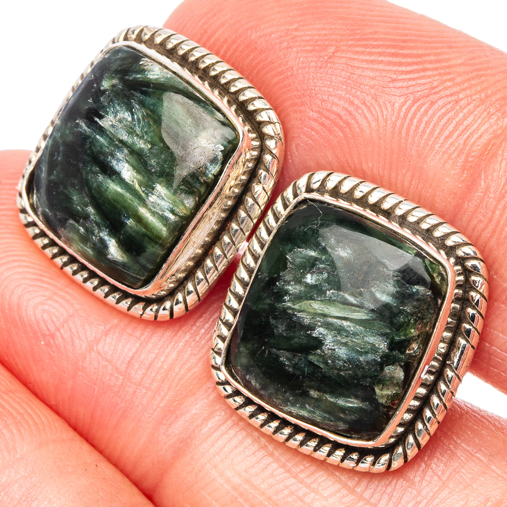 Seraphinite Earrings 5/8" (925 Sterling Silver) E1564