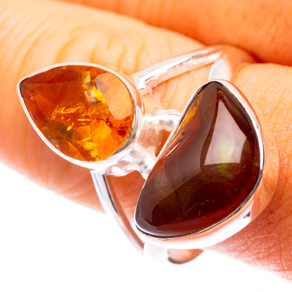 Mexican Fire Agate, Citrine Ring Size 10 (925 Sterling Silver) R140894
