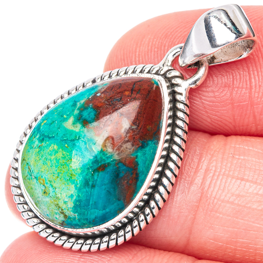 Shattuckite Chrysocolla Pendant 1 3/8" (925 Sterling Silver) P40873