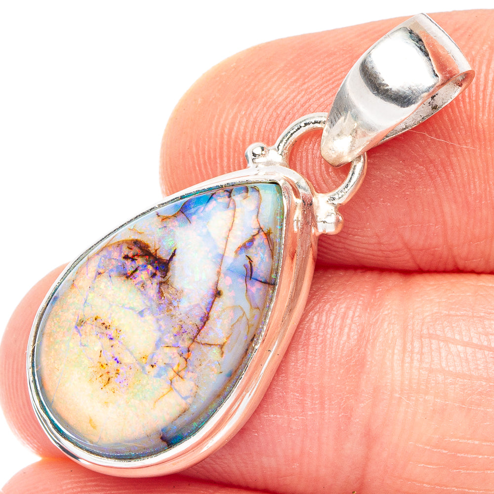 Rare Sterling Opal Pendant 1 3/8" (925 Sterling Silver) P43857