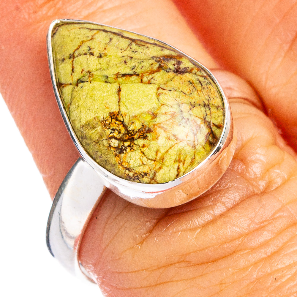Rare Gaspeite Ring Size 7.25 (.925 Sterling Silver)