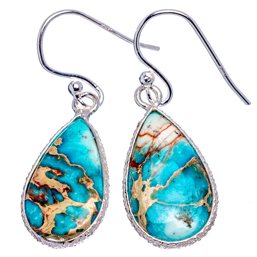 Blue Imperial Jasper Earrings 1 3/8" (.925 Sterling Silver)