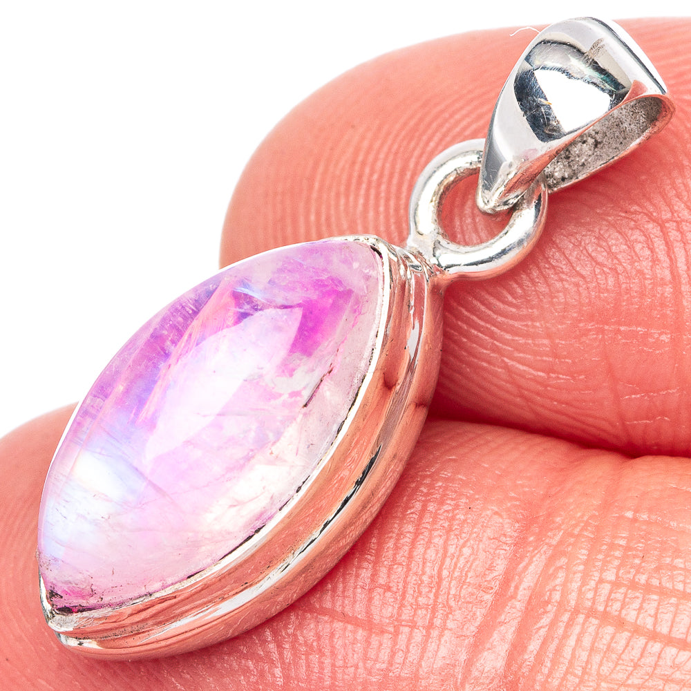 Pink Moonstone Pendant 1 1/8" (925 Sterling Silver) P42415