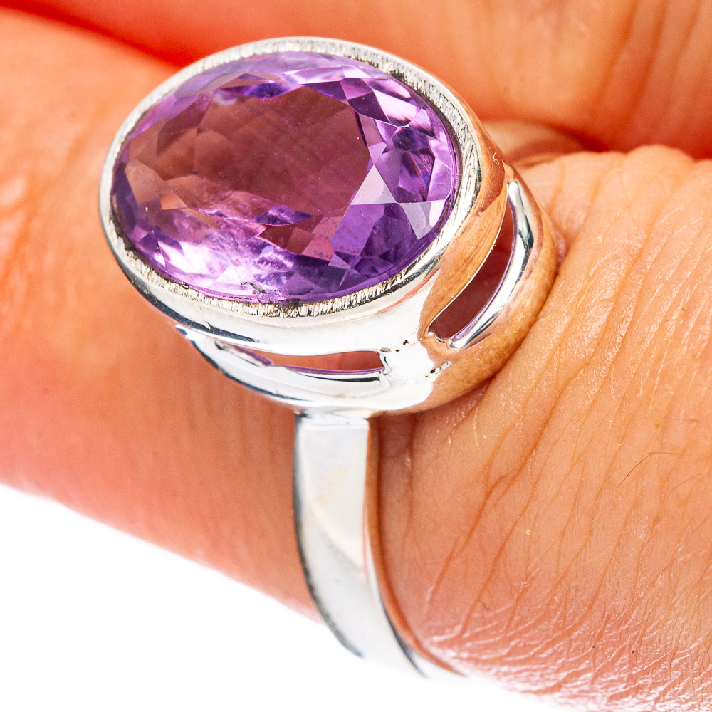 Faceted Amethyst Ring Size 6.75 (925 Sterling Silver) R4587