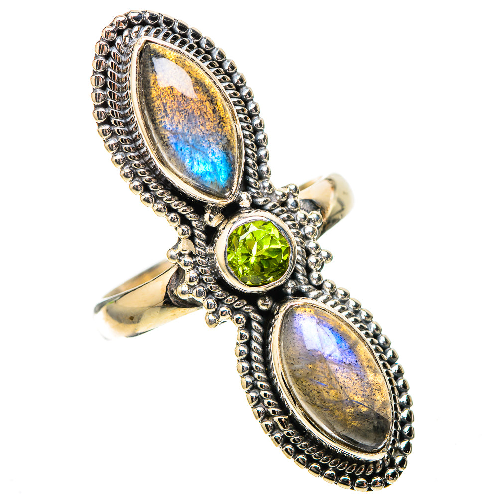 Large Labradorite, Peridot Ring Size 8.25 (925 Sterling Silver) RING138013