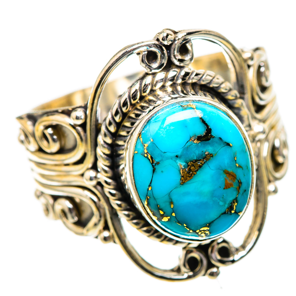 Blue Copper Composite Turquoise Ring Size 9 (925 Sterling Silver) RING137885