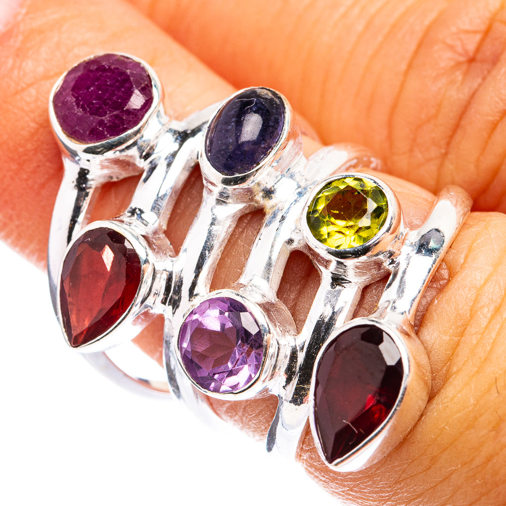 Large Ruby, Garnet, Tanzanite, Amethyst, Peridot, Garnet Ring Size 6 (925 Sterling Silver) R142887