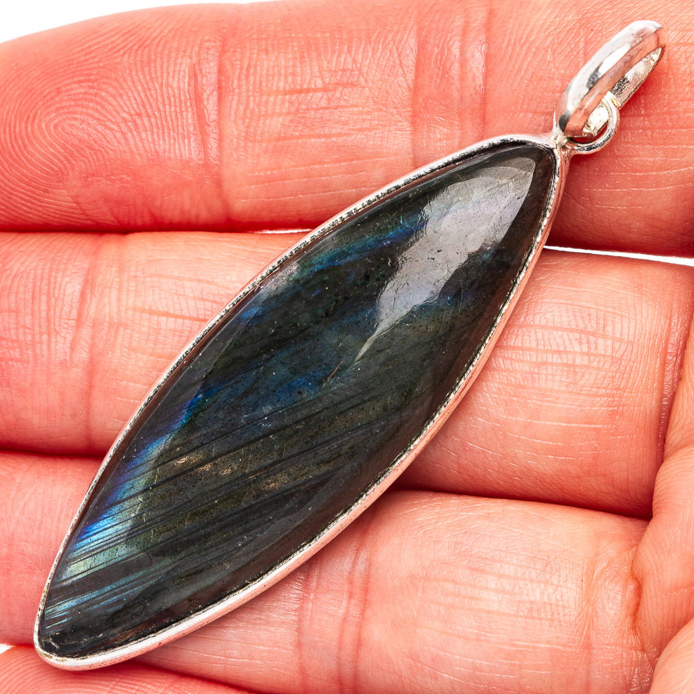 Labradorite Pendant 2 3/8" (Silver Plated)