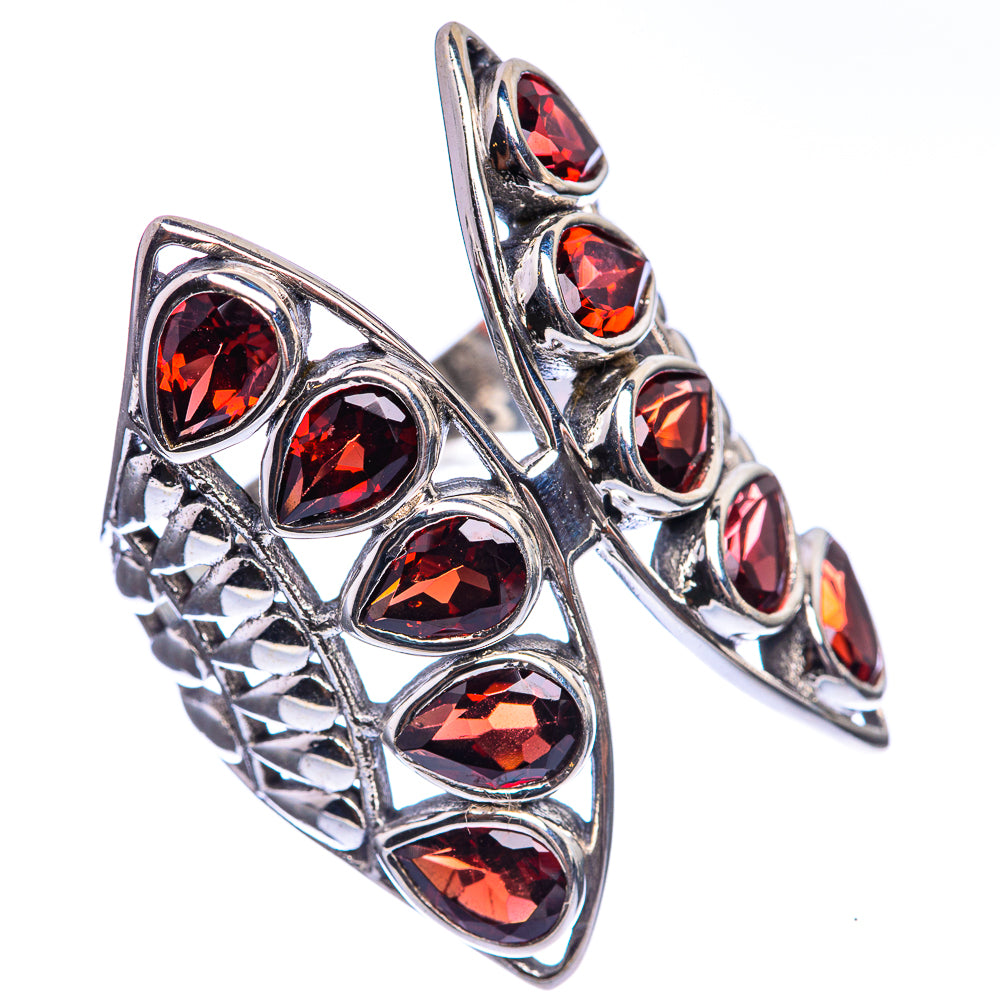 Large Garnet 925 Sterling Silver Ring Size 8.25