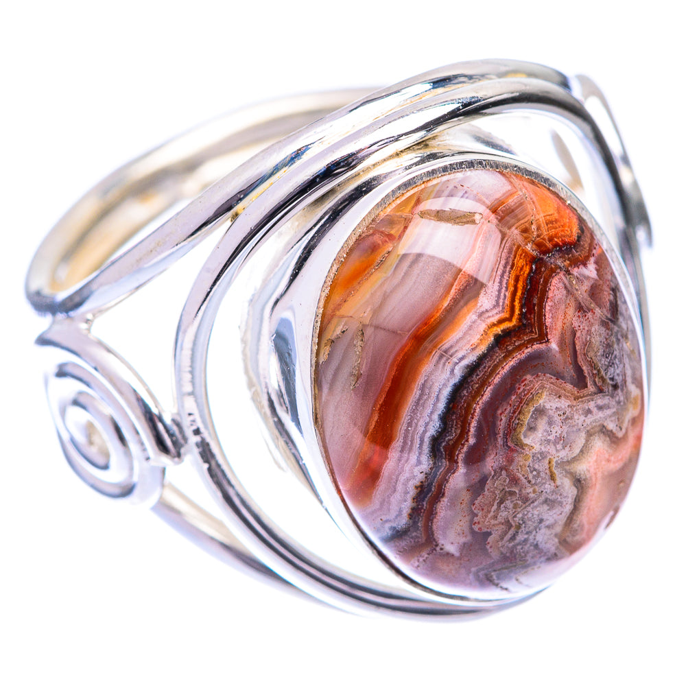 Crazy Lace Agate Ring Size 7.75 (925 Sterling Silver) R140941