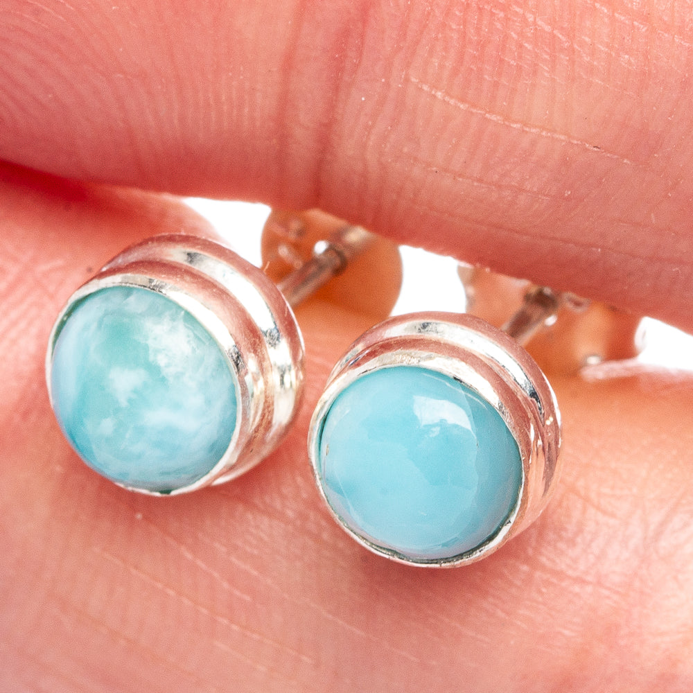 Rare Larimar Earrings 1/4" (925 Sterling Silver) E433295