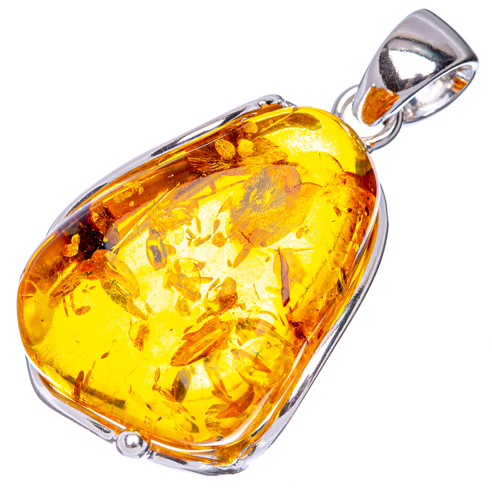 Anasilvercos Baltic Amber Pendant 1 5/8" (925 Sterlnig Silver)