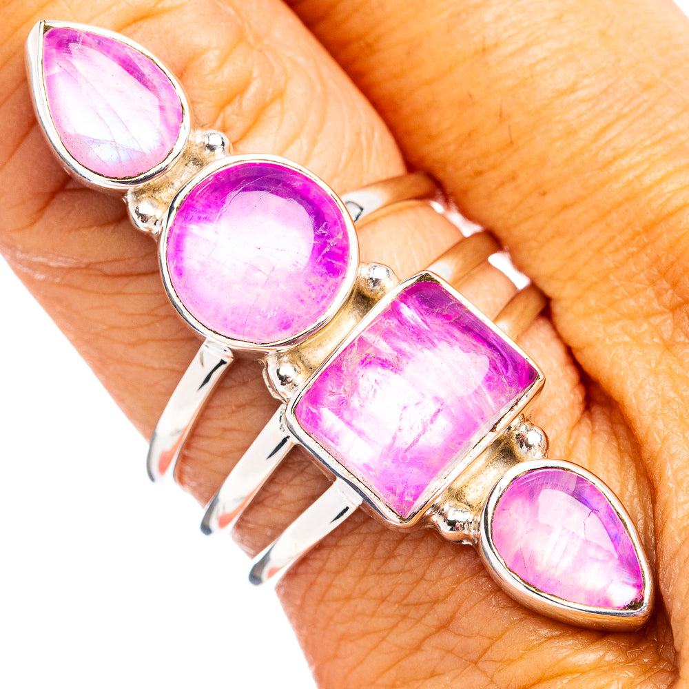 Premium Pink Moonstone Ring Size 9 (.925 Sterling Silver)