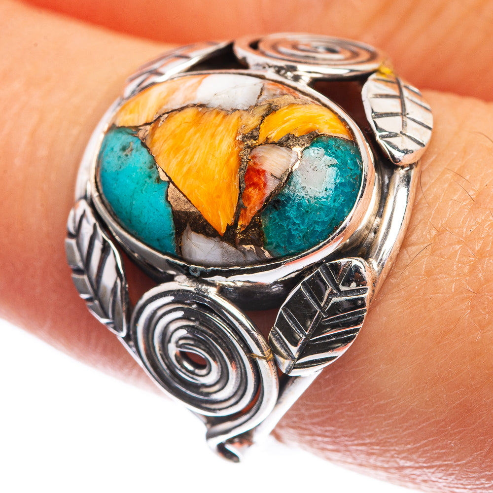 Spiny Oyster Turquoise 925 Sterling Silver Ring Size 7.75