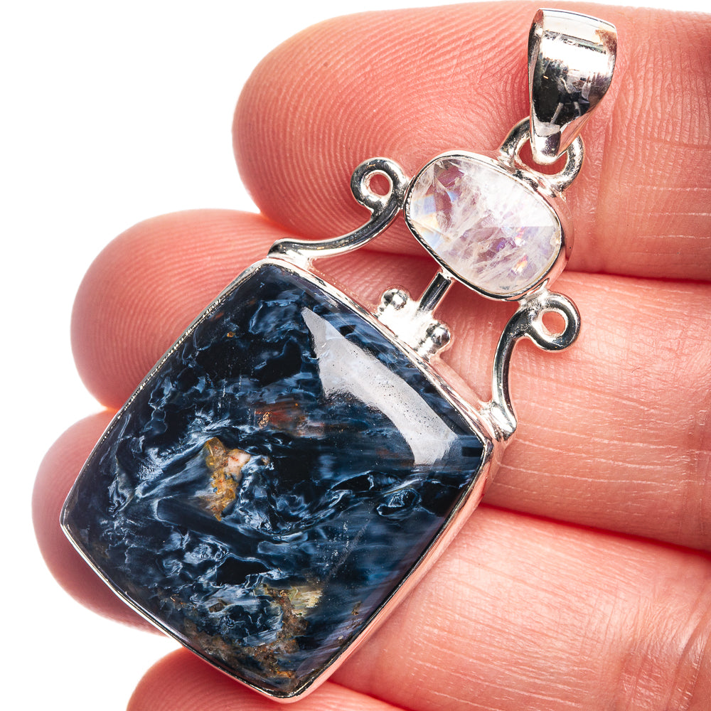 Pietersite, Rainbow Moonstone Pendant 1 3/4" (925 Sterling Silver) P39123