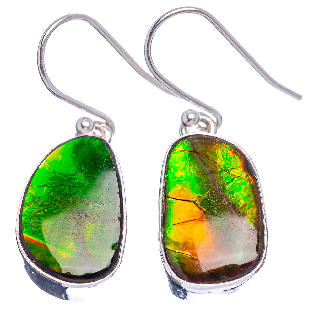 Premium Canadian Ammolite Earrings 1 3/8" (.925 Sterling Silver)