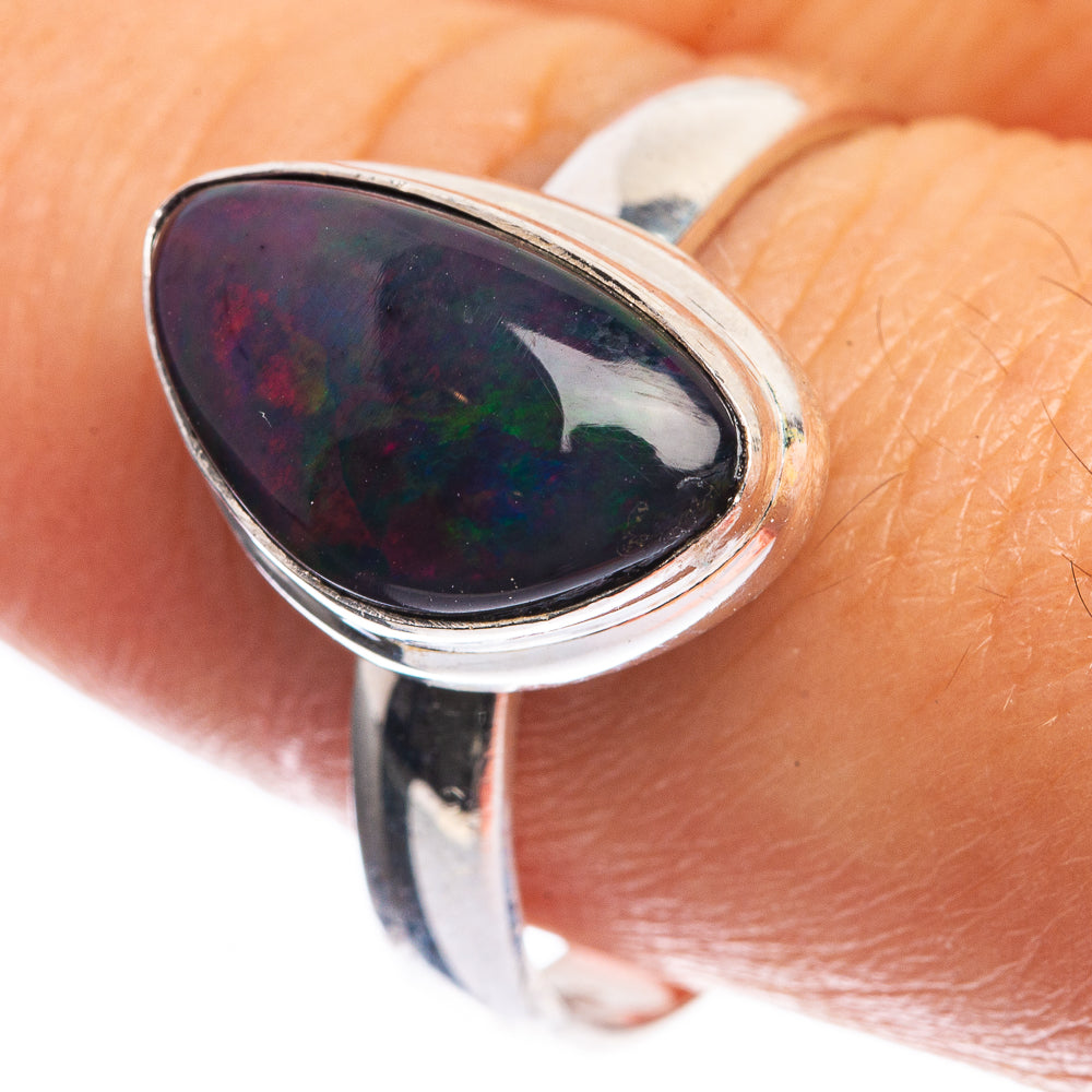 Black Opal 925 Sterling Silver Ring Size 9.75