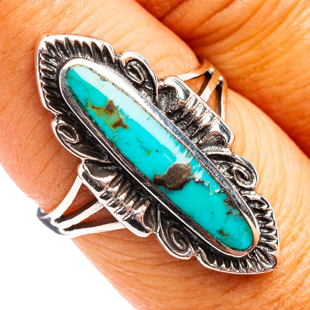 Native Style Mohave Turquoise Ring Size 7.5 (.925 Sterling Silver)