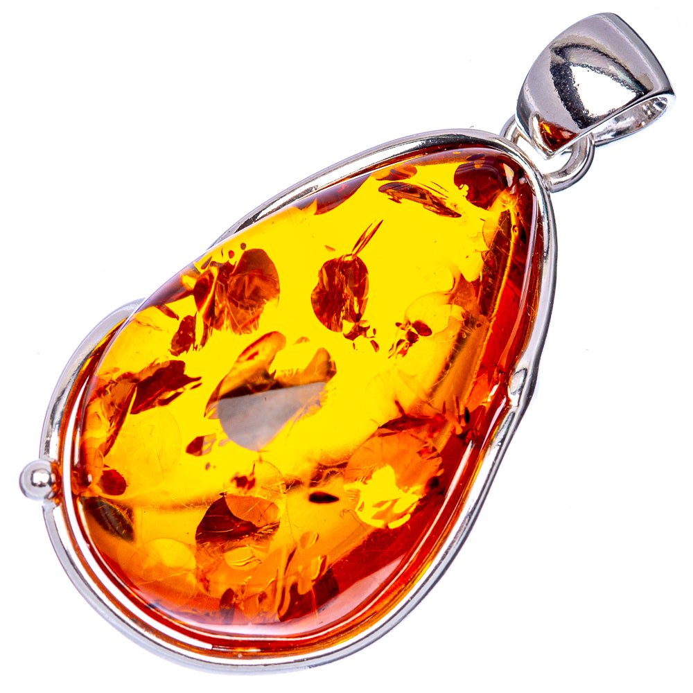 Anasilvercos Baltic Amber Pendant 1 7/8" (925 Sterlnig Silver)