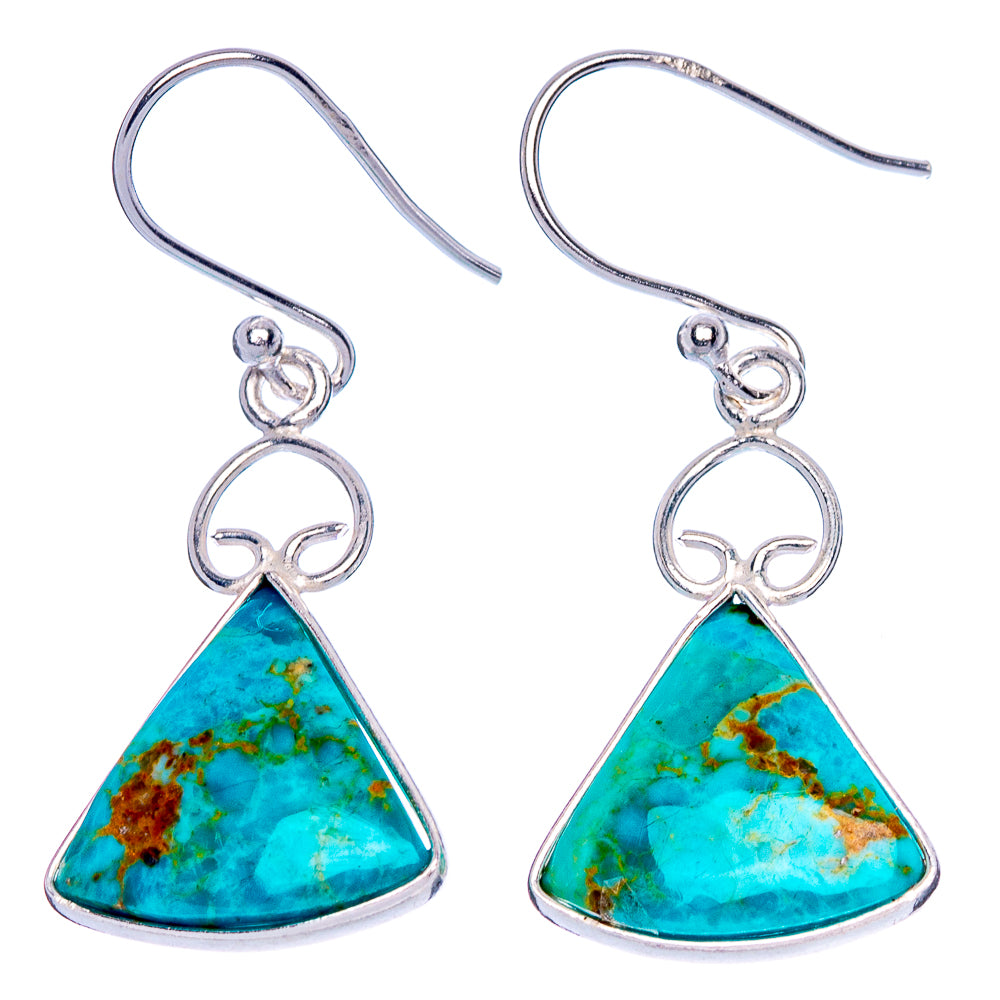 Rare Arizona Turquoise Earrings 1 3/8" (925 Sterling Silver) E1878