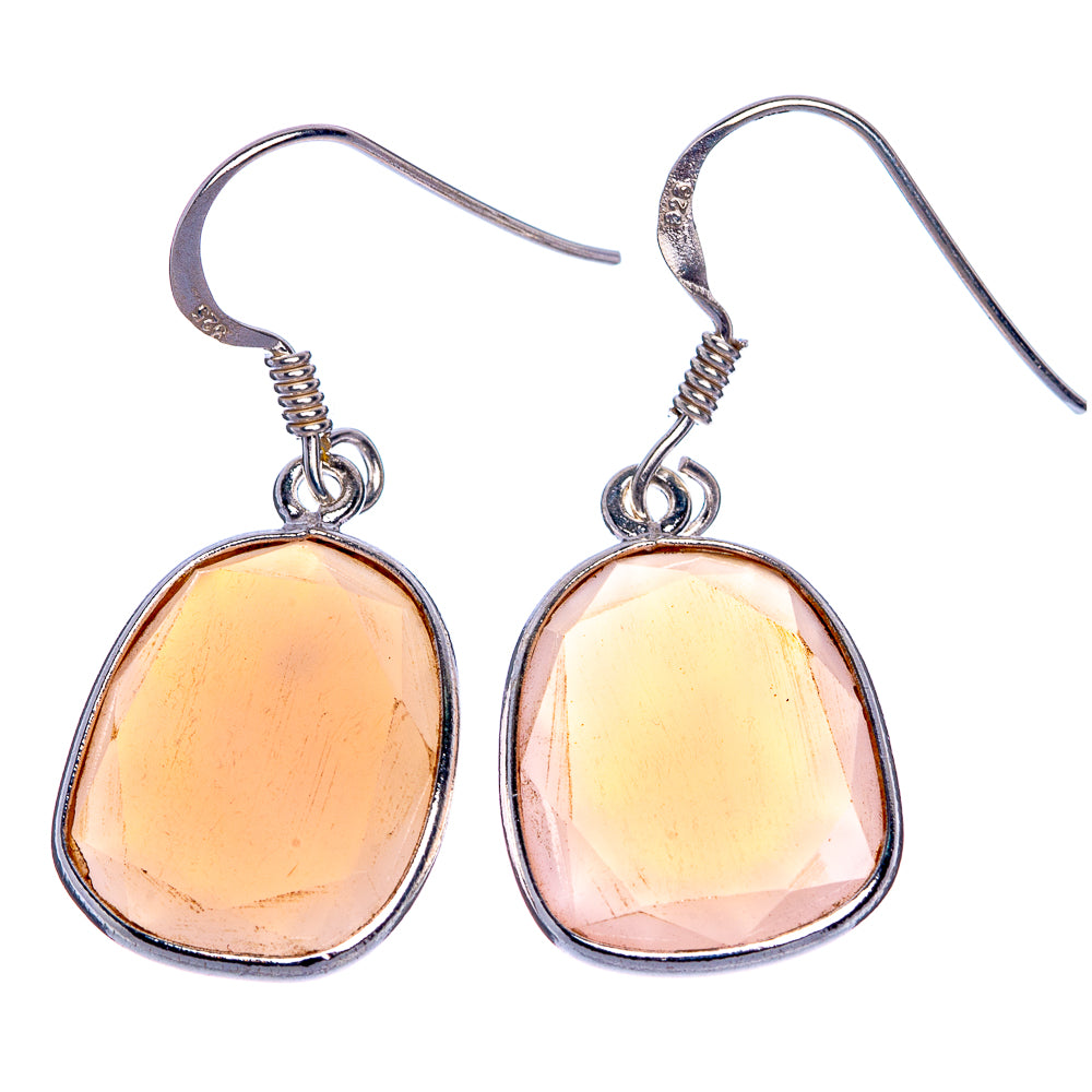 Rose Quartz Earrings 1 3/8" (925 Sterling Silver) E1045