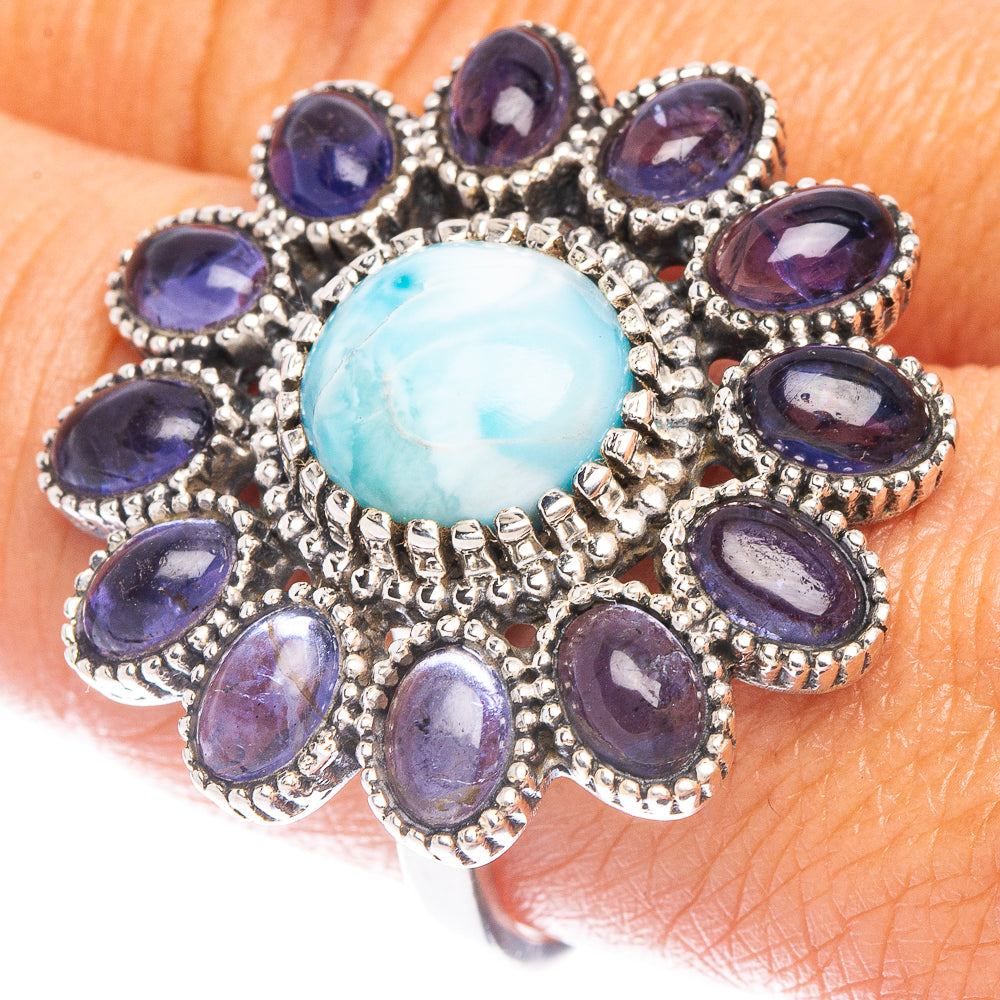 Large Larimar, Tanzanite Ring Size 9 (925 Sterling Silver) R6950