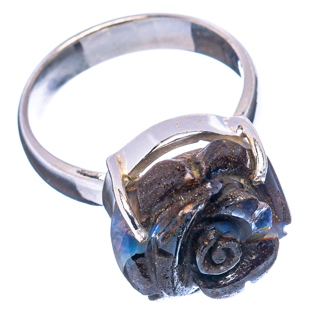 Rare Boulder Opal Rose Ring Size 5.75 (.925 Sterling Silver)