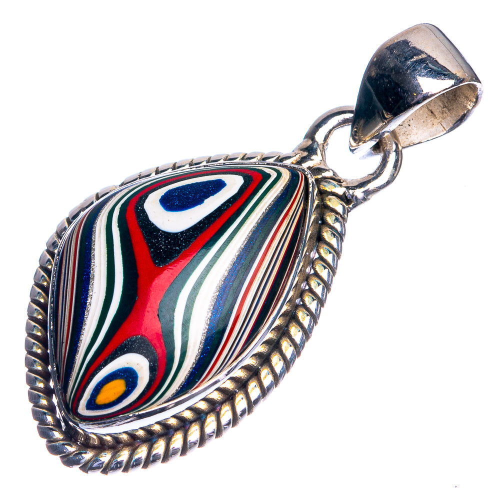 Fordite 925 Sterling Silver Pendant 1 3/8"