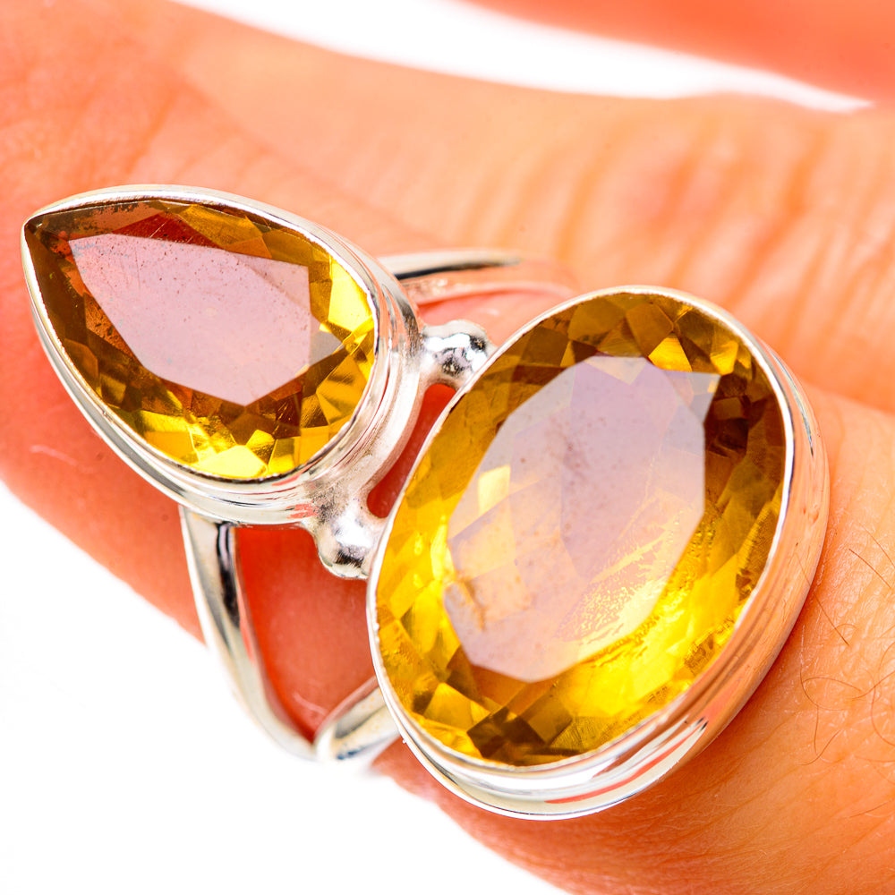 Large Faceted Citrine Ring Size 6.5 (925 Sterling Silver) RING139827