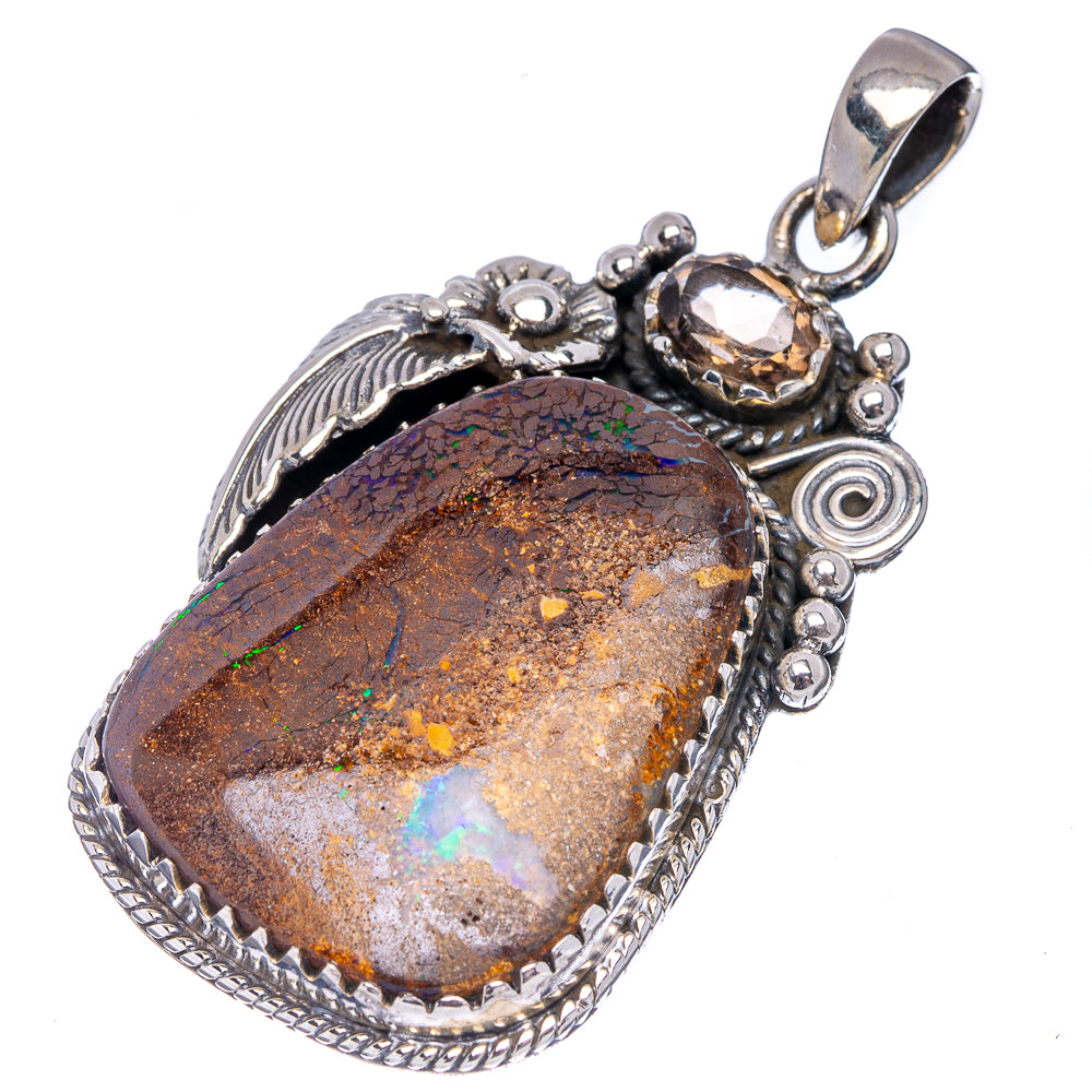 Rare Premium Boulder Opal Pendant 1 7/8" (.925 Sterling Silver)