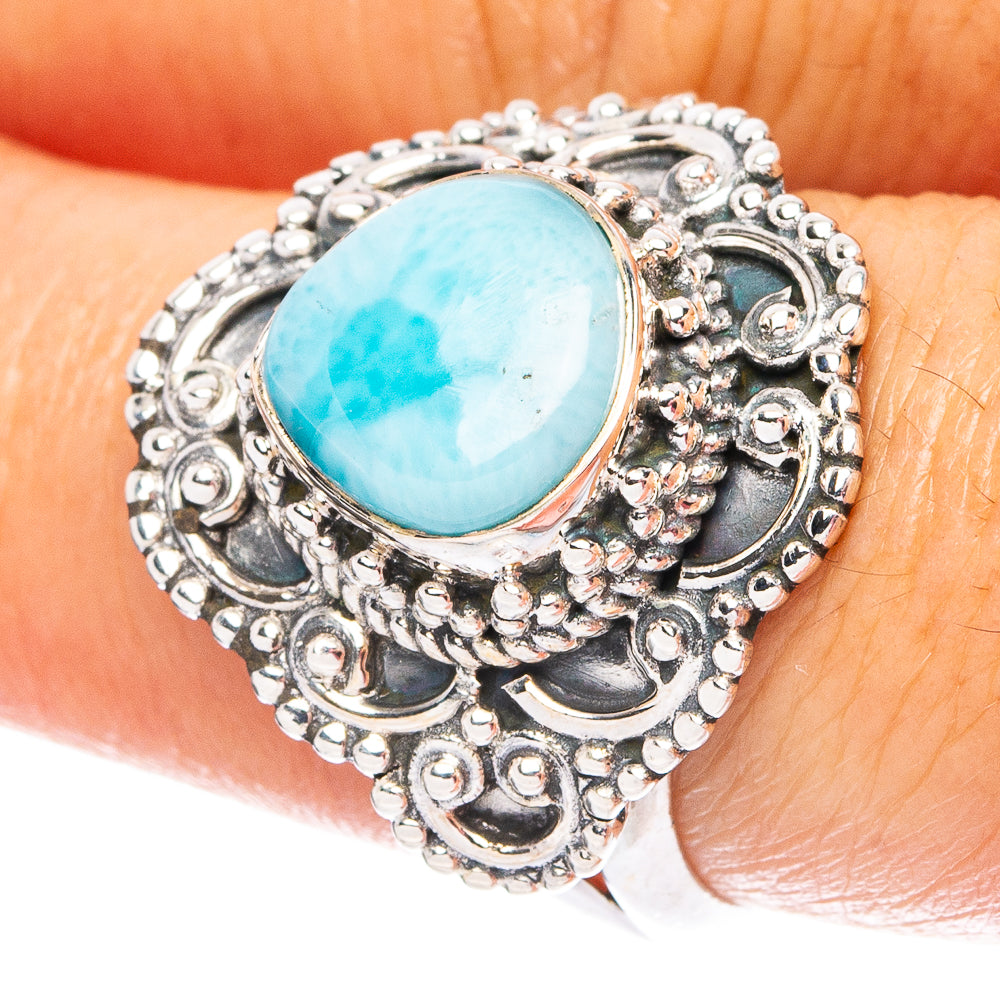 Larimar 925 Sterling Silver Ring Size 8 (925 Sterling Silver) R6175