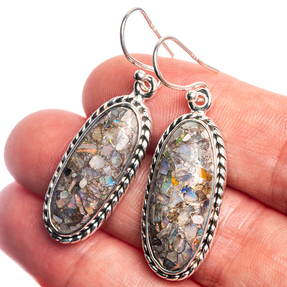 Brecciated Ethiopian Opal Earrings 1 5/8" (925 Sterling Silver) E432996