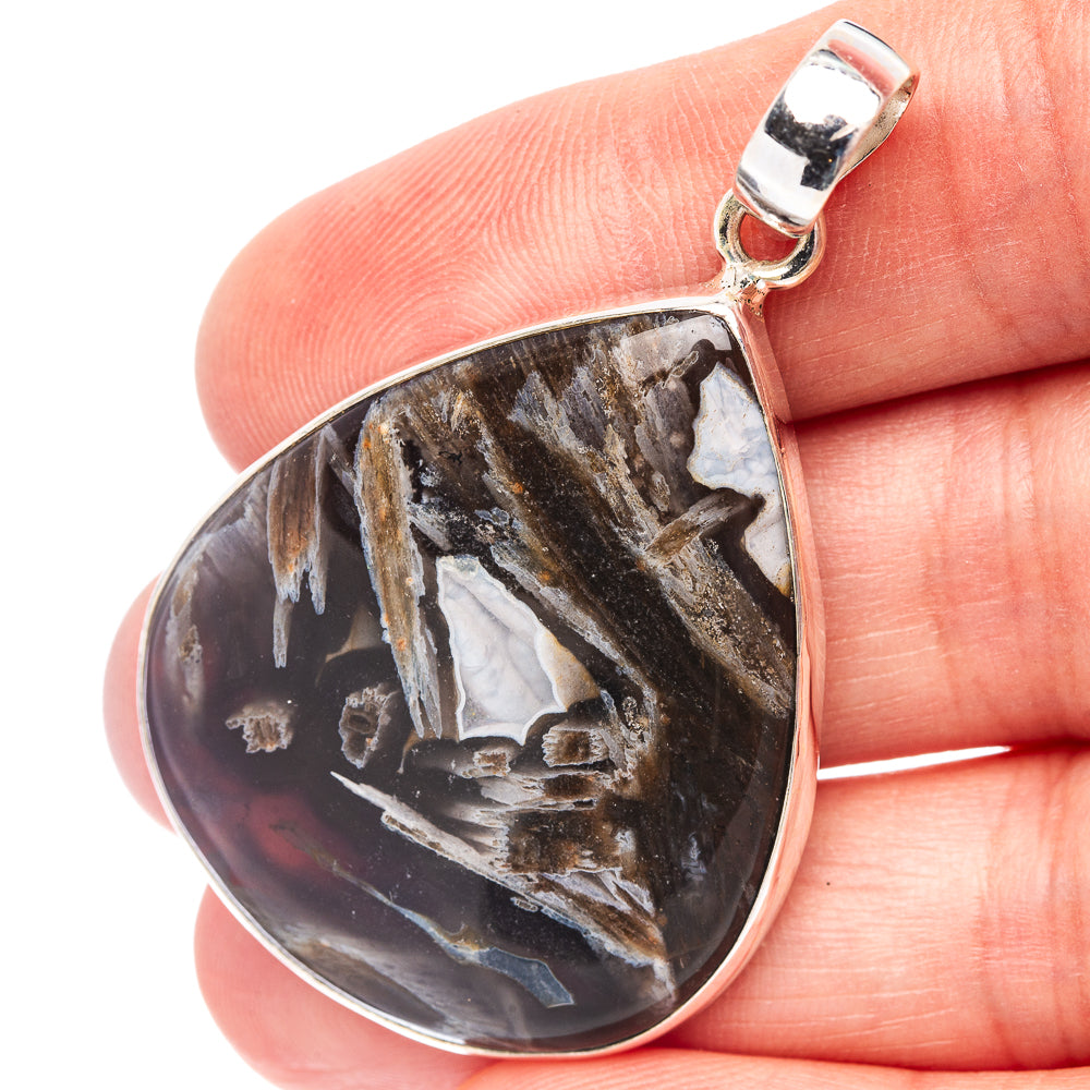 Turkish Tube Agate Pendant 2" (.925 Sterling Silver)