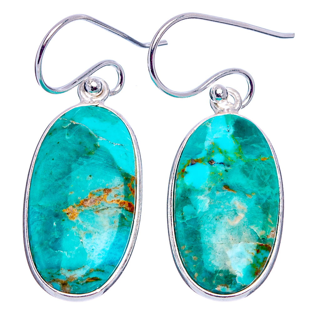 Mohave Turquoise Earrings 1 1/2" (.925 Sterling Silver)