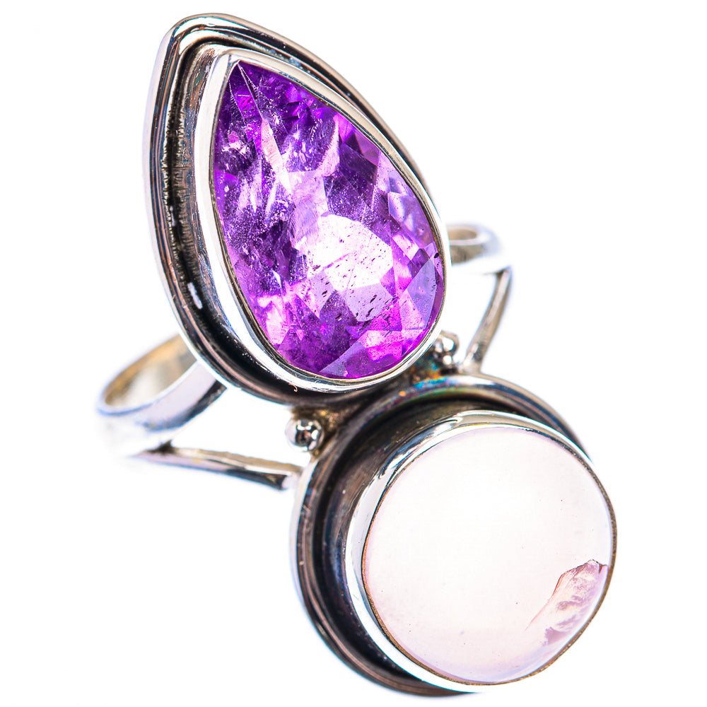Large Rose Quartz, Amethyst Ring Size 10.75 (925 Sterling Silver) RING139996