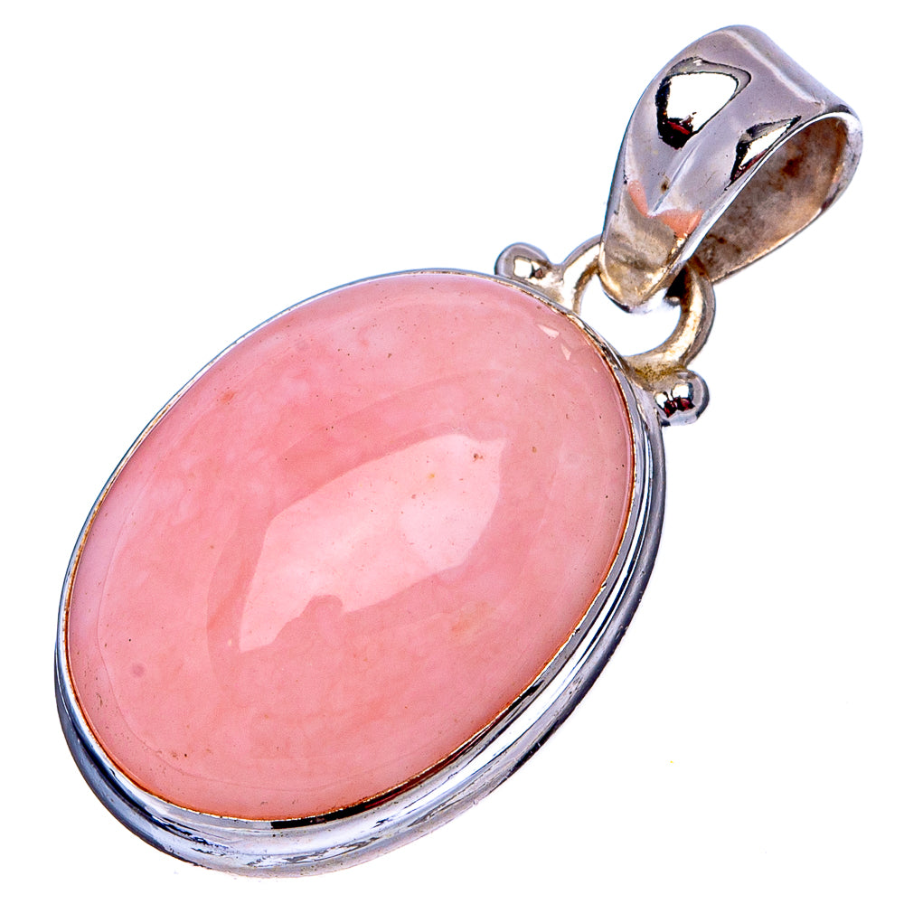 Pink Opal Pendant 1 1/4" (.925 Sterling Silver)