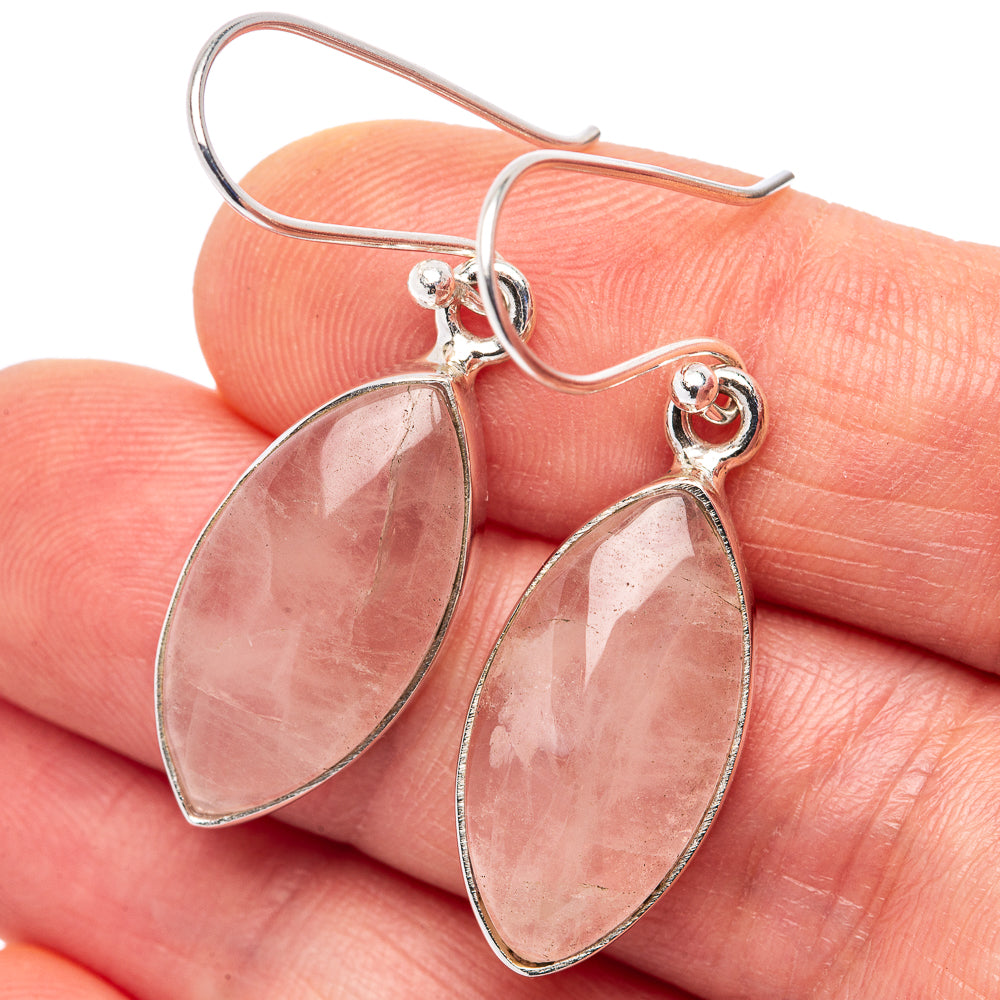 Rose Quartz Earrings 1 5/8" (.925 Sterling Silver)
