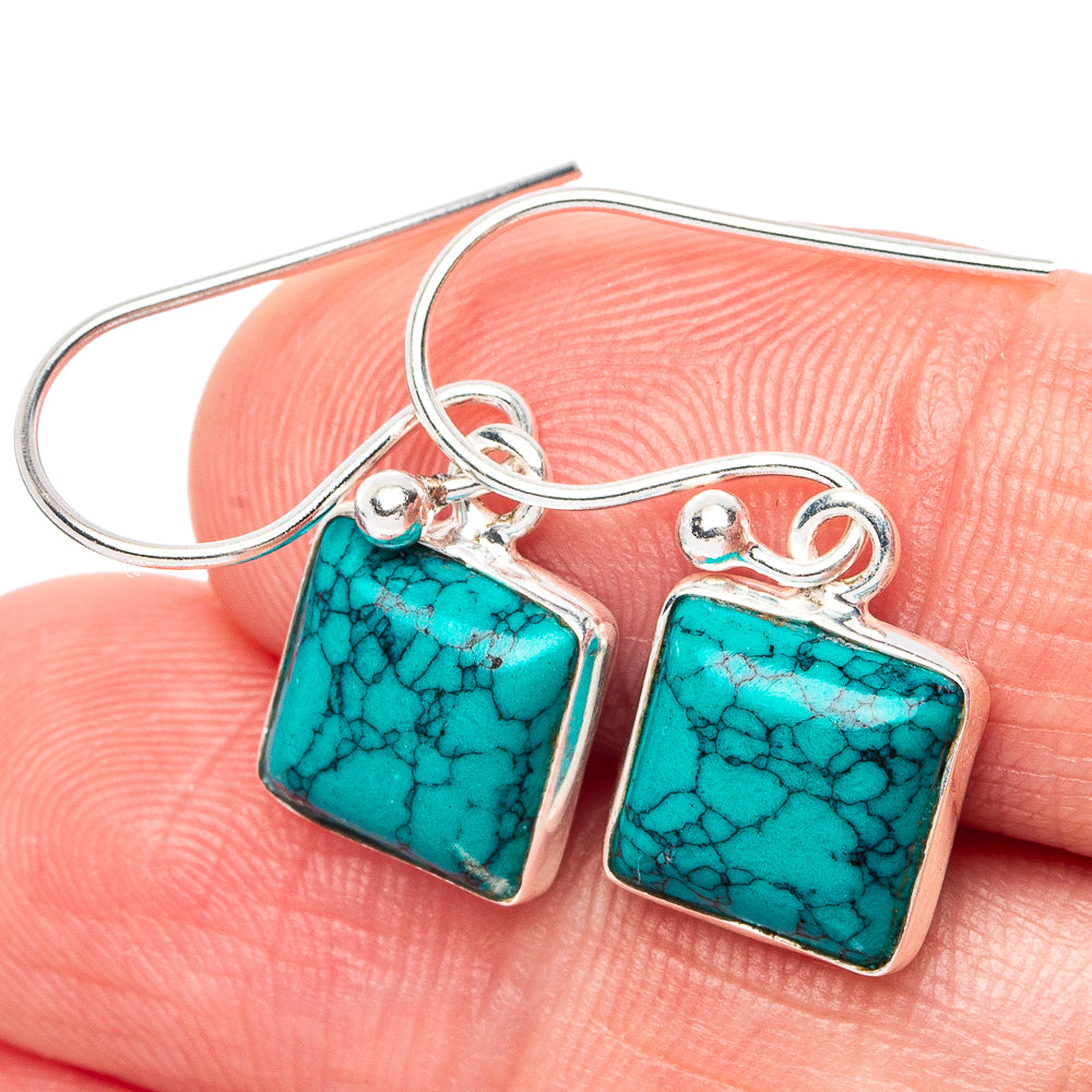 Turquoise Howlite Earrings 1 1/8" (925 Sterling Silver) E2957