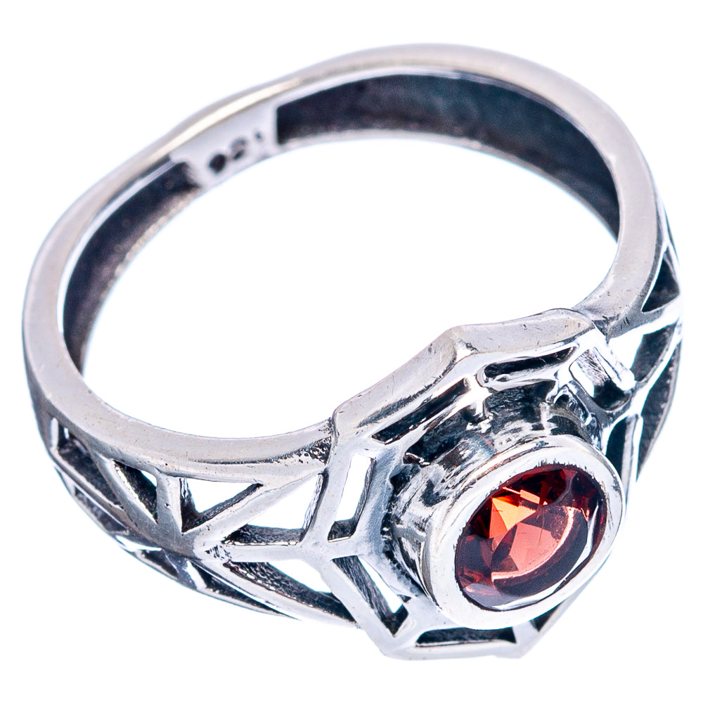 Garnet Web Dainty Ring Size 6 (.925 Sterling Silver)